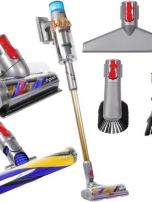 Dyson V15 Detect Absolute V15 Detect Extra draadloze stofzuiger accustofzuiger HEPA-filter draadloze accuhandstofzuiger handstofzuiger zakloos incl. jonge vloerverzorgingsdoekjes NachtBlauw/koper